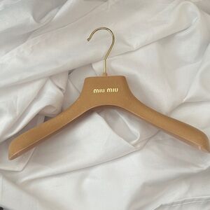 Miu Miu Tan Wooden Hanger with Gold Hook